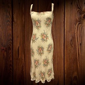 Silk Cream color MIDI length Lauren Ralph Lauren Sheath Dress with Floral detail